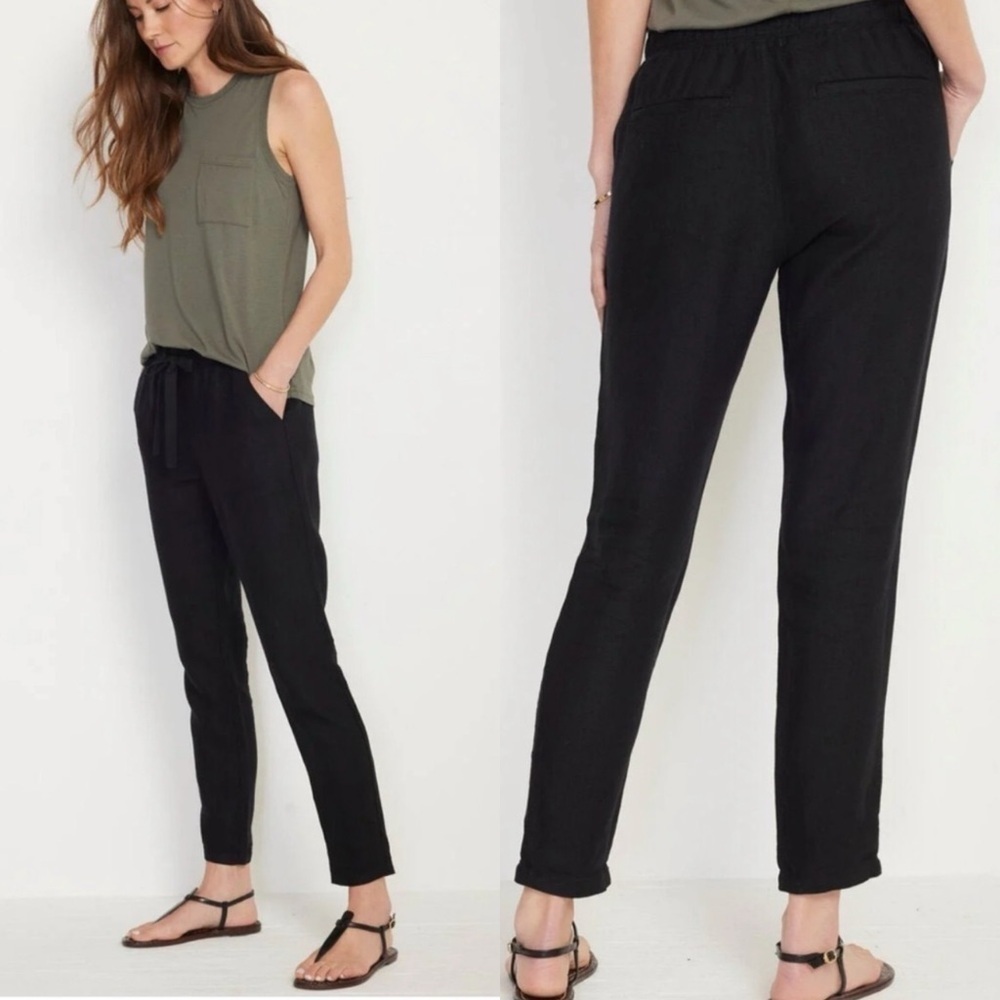 Not Monday Tatum Linen Black Pant Size Small